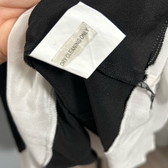 Beulah Silk Pleated Black White Collared Below Knee Dress, Size M - Picture 13 of 16